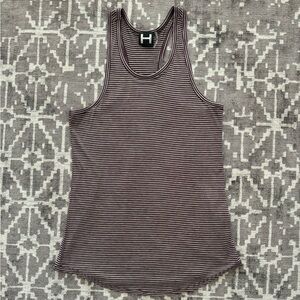 H by Bordeaux Cranberry Maroon Wine White Micro Stripe Racerback Tank Sleeveless